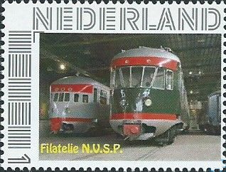 personalised stamp of The Netherlands with trains, trams, stations etc